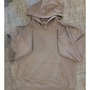 BEYOND YOGA Cotton Oversized Super Soft Pullover Hoodie Sweater Taupe Beige M